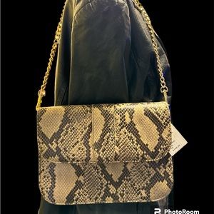 Brand new with tags C Wonder snakeskin clutch, genuine leather